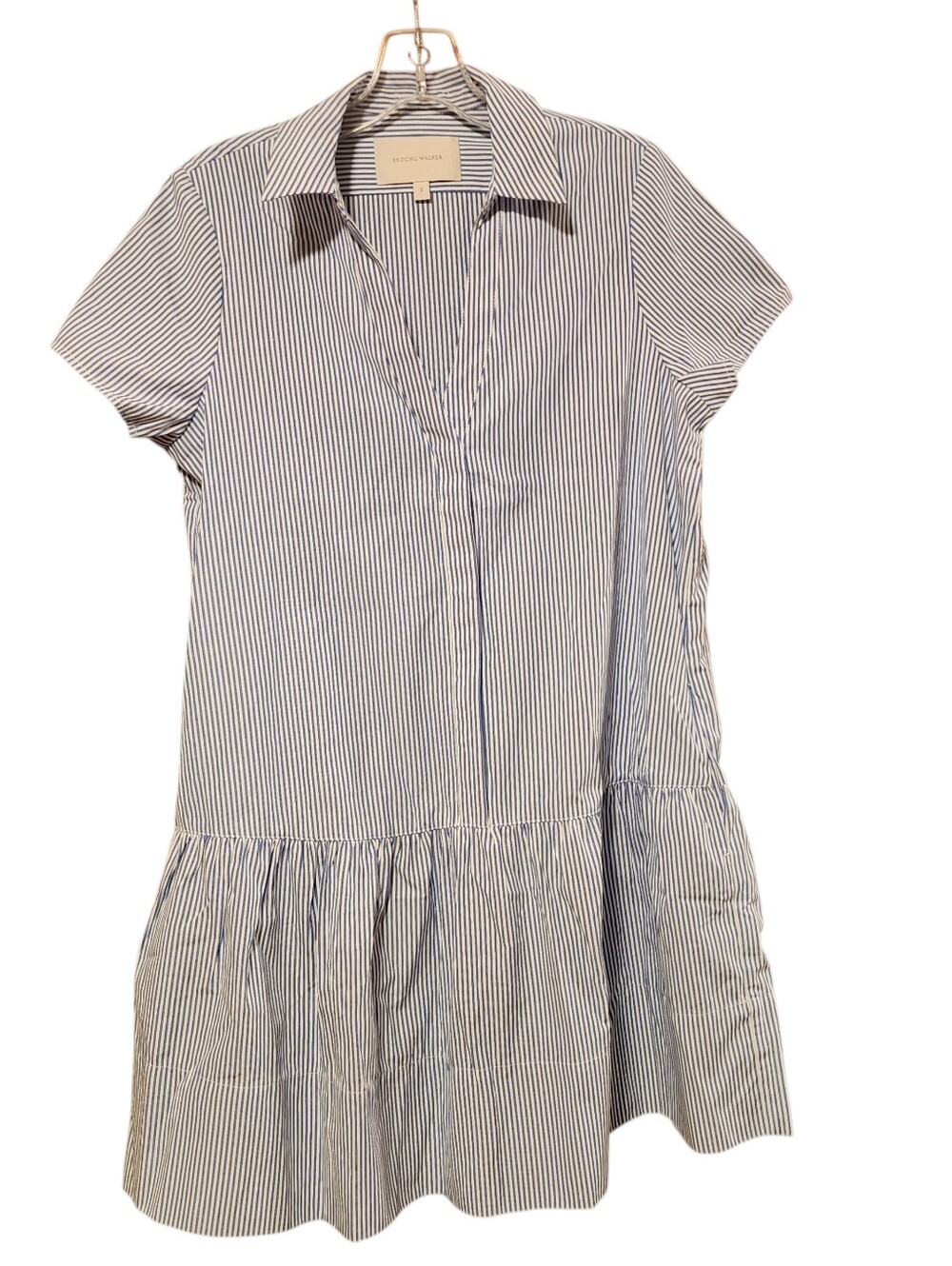 Brochu Walker Antibes Blue and White Striped Mini Dress Small